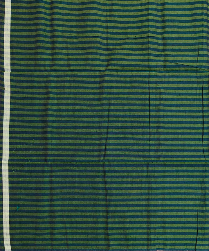 Dark green blue stripe handwoven cotton nuapatna lungi