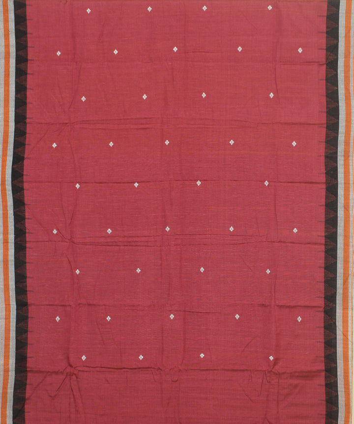 Maroon cotton handwoven kotpad saree