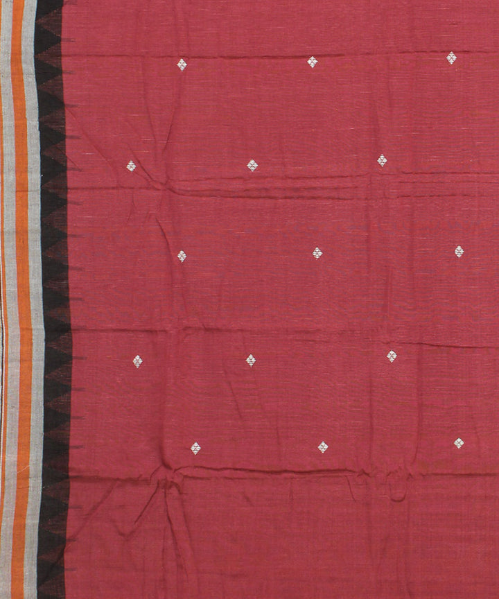 Maroon cotton handwoven kotpad saree