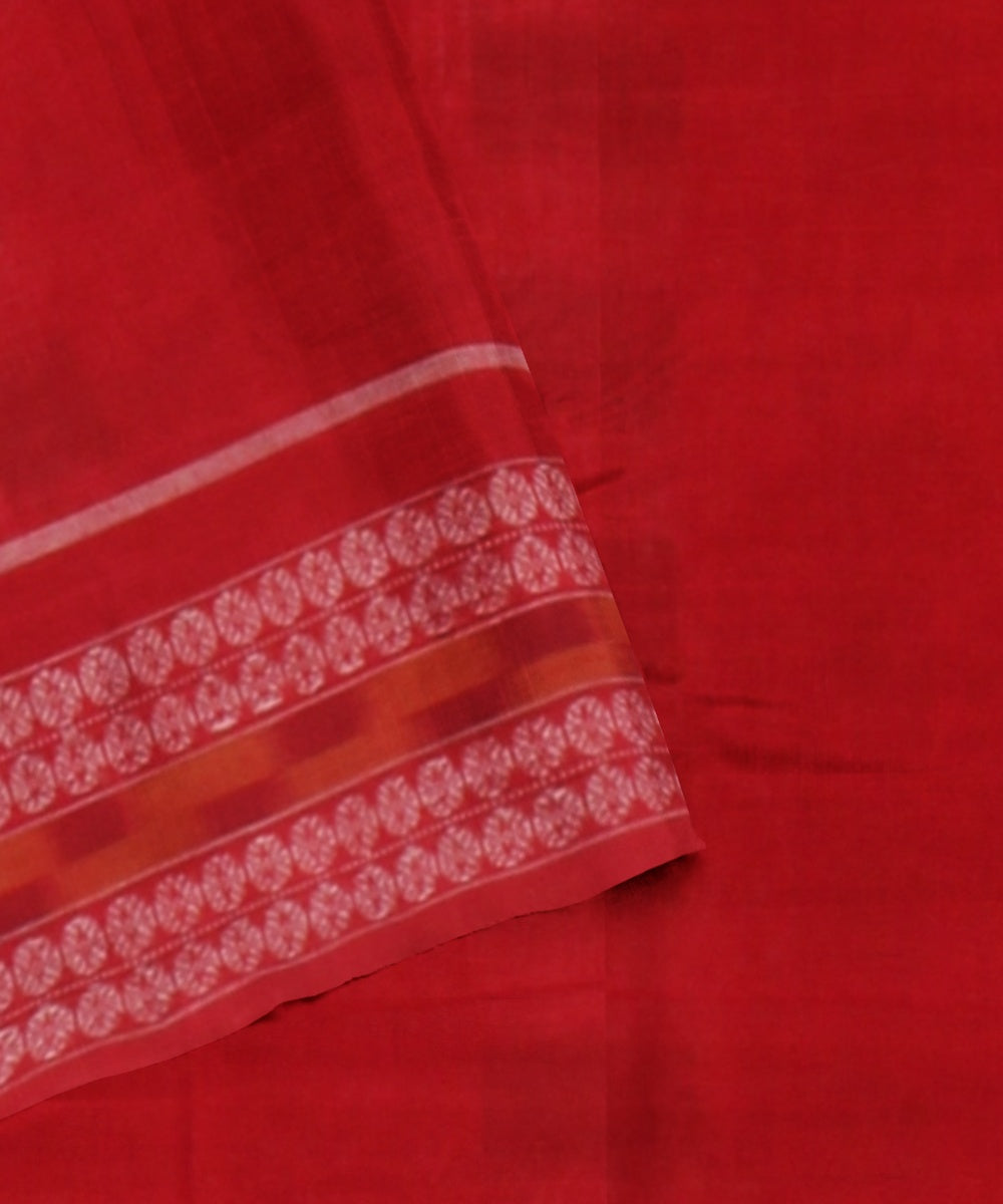 Multicolor red cotton handloom sambalpuri saree