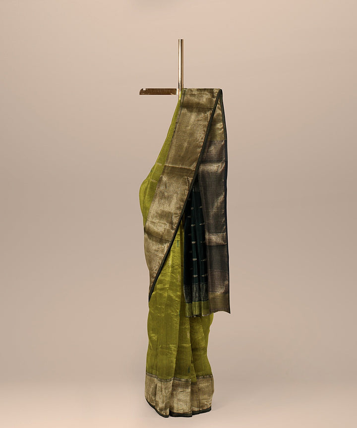 Olive deep green handloom maheshwari cotton silk saree