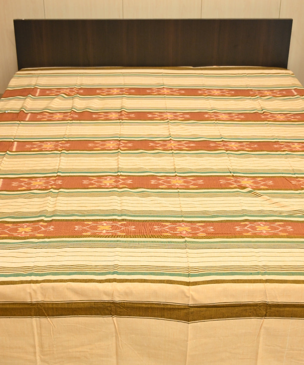 Burlywood chocolate traditional ikat handmade sambalpuri cotton bedsheet