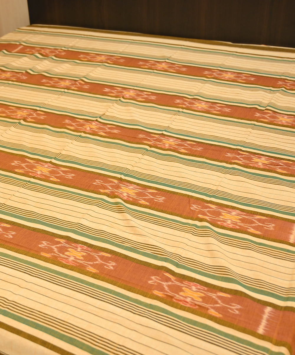 Burlywood chocolate traditional ikat handmade sambalpuri cotton bedsheet