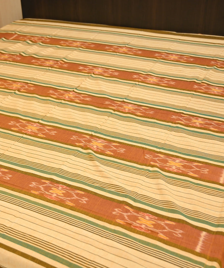 Burlywood chocolate traditional ikat handmade sambalpuri cotton bedsheet