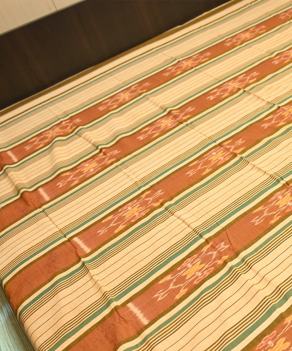 Burlywood chocolate traditional ikat handmade sambalpuri cotton bedsheet