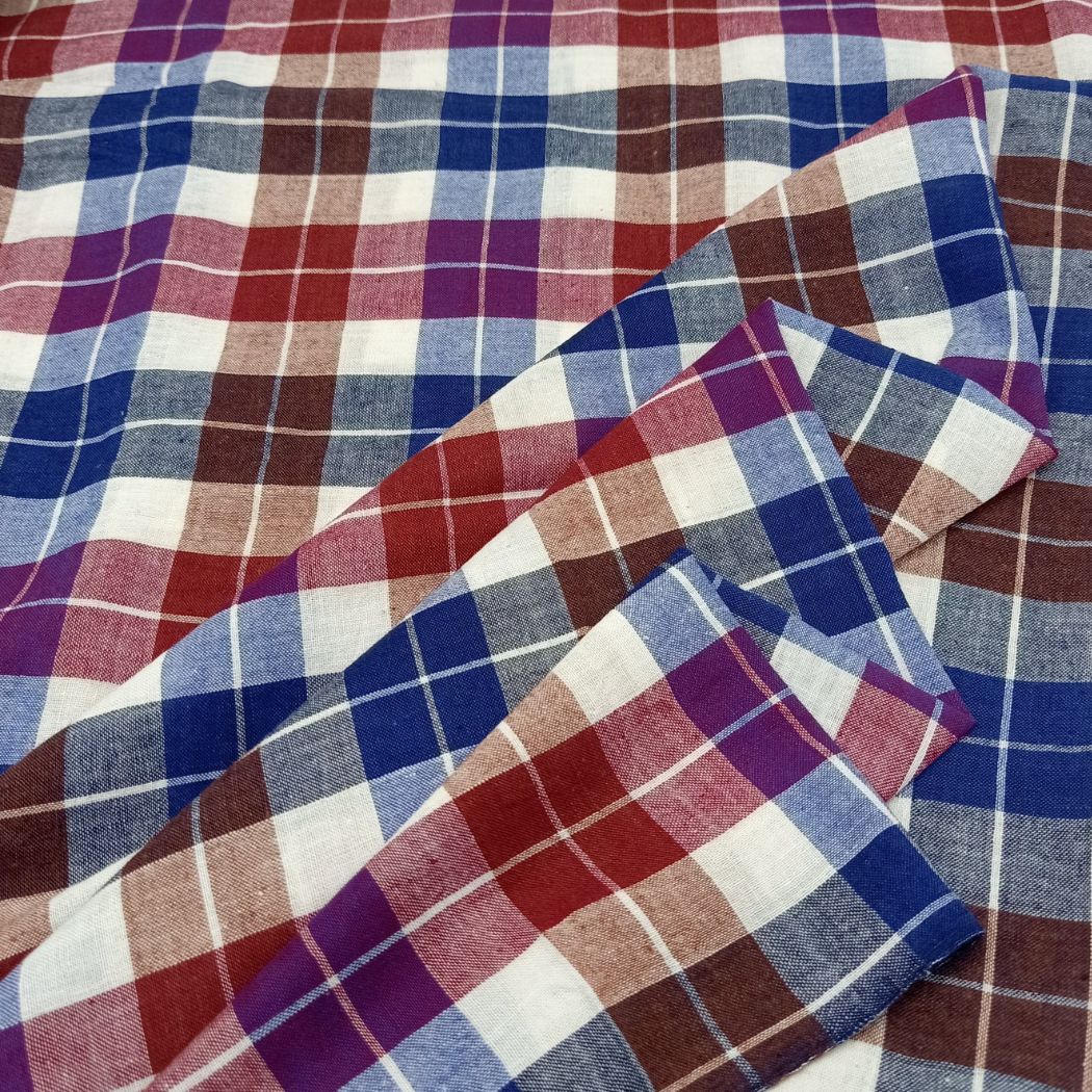 Multicolor check handwoven cotton fabric
