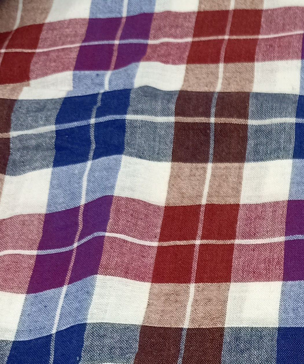 Multicolor check handwoven cotton fabric