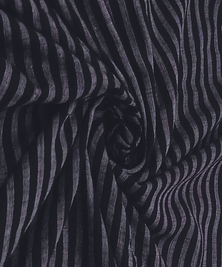 Black white stripe handwoven cotton khadi fabric
