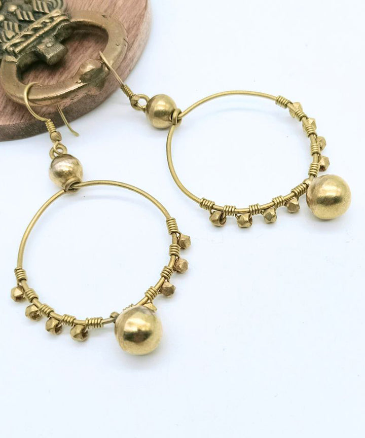 Hand crafted golden dhokra brass earring