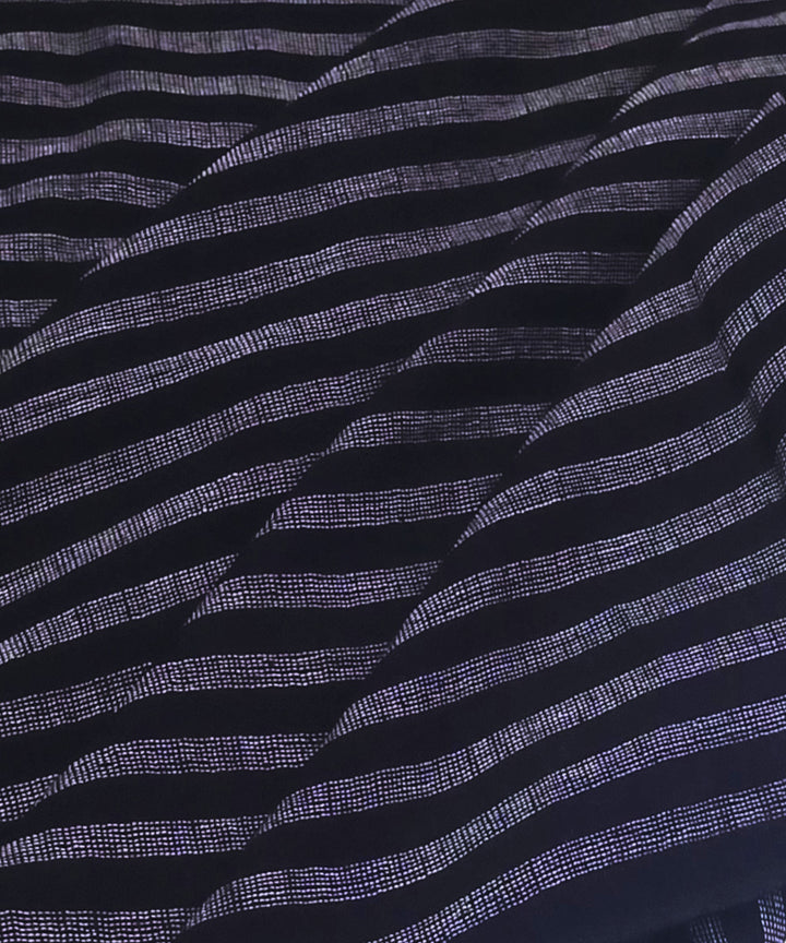 Black white stripe handwoven cotton khadi fabric