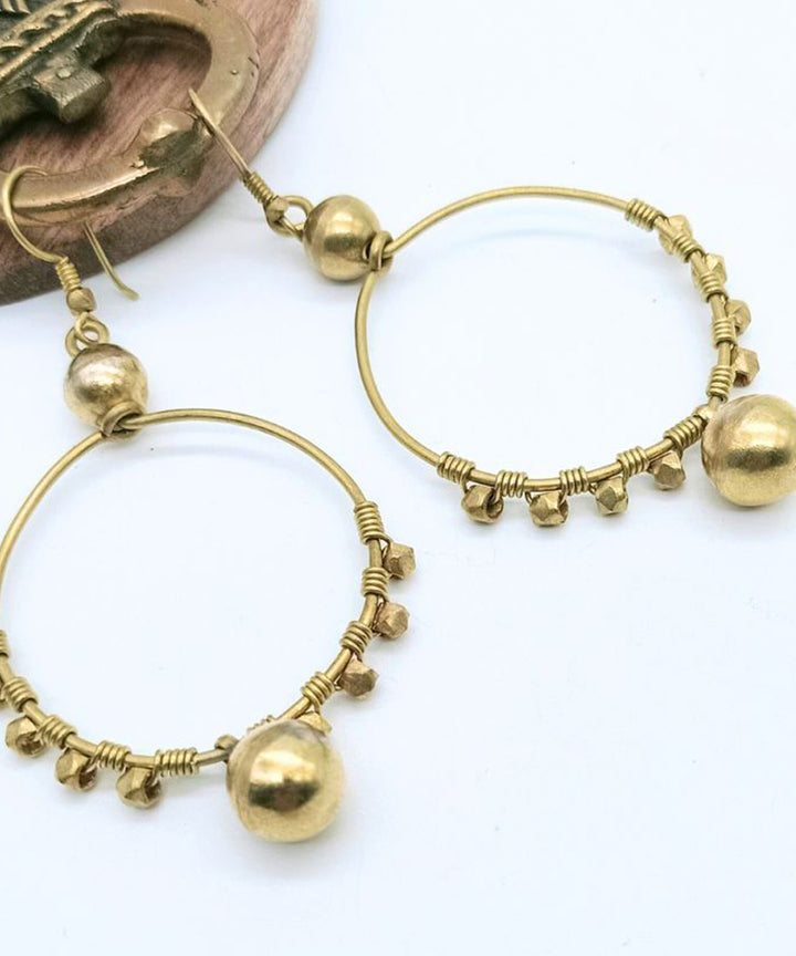 Hand crafted golden dhokra brass earring
