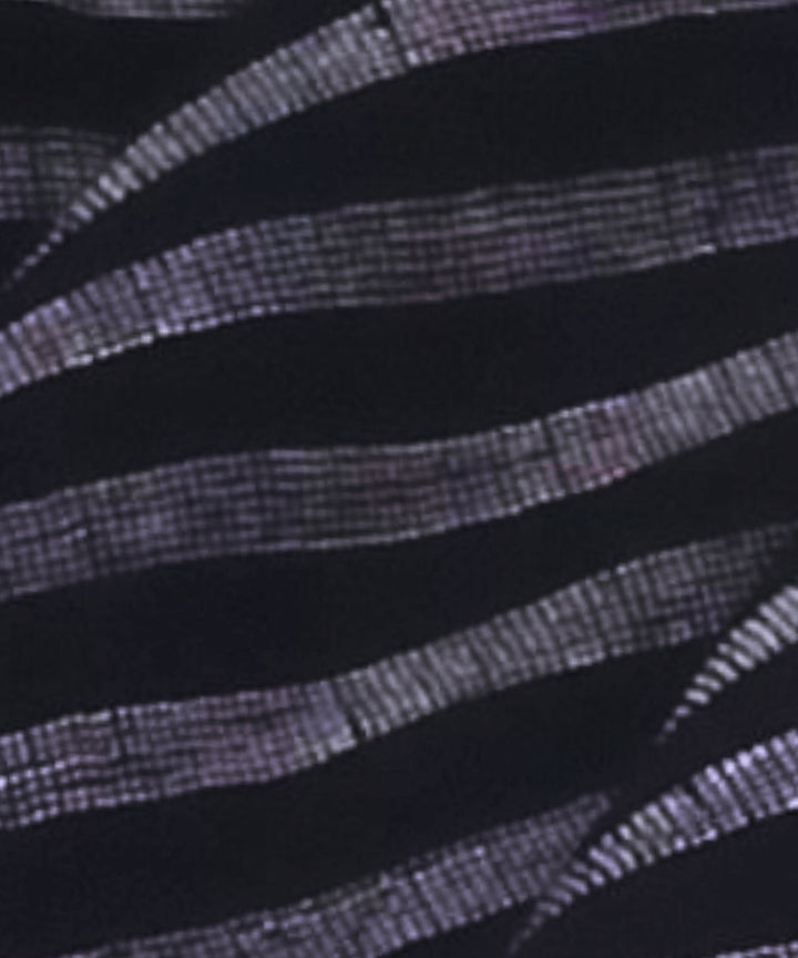 Black white stripe handwoven cotton khadi fabric