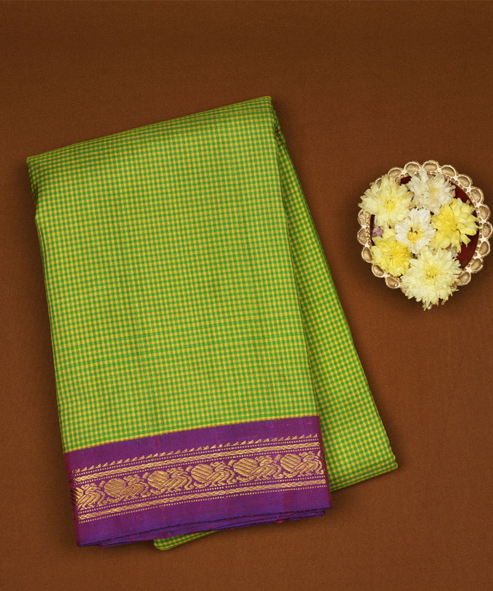 Green violet handwoven kanjivaram silk saree