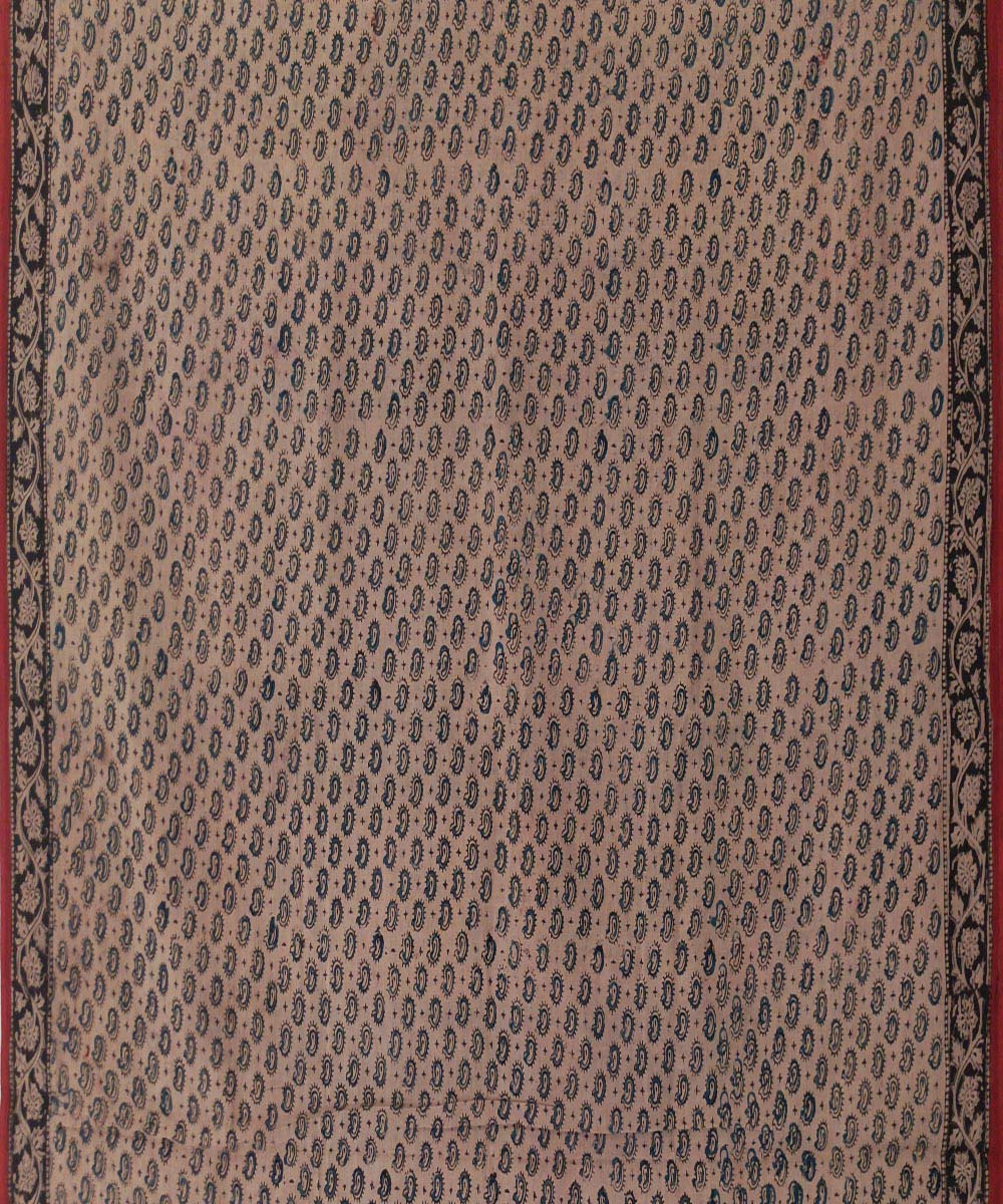 Red allover kalamkari cotton hand printed saree