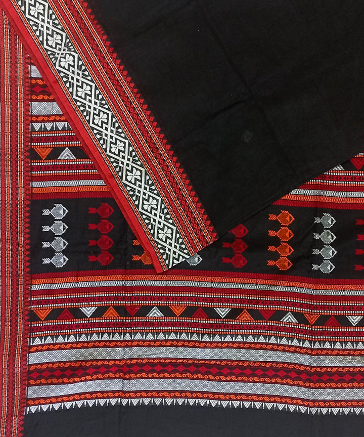 Black red cotton handloom bengal saree