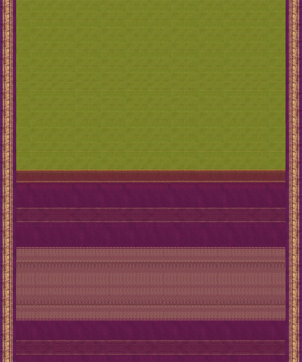 Green violet handwoven kanjivaram silk saree