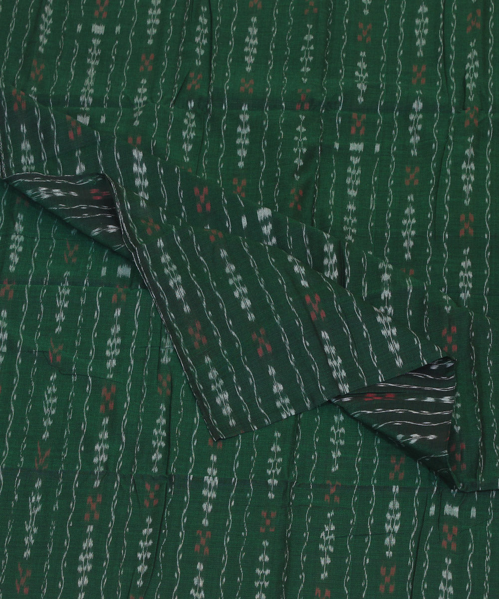 2.4 m dark green handwoven cotton nuapatna kurta material