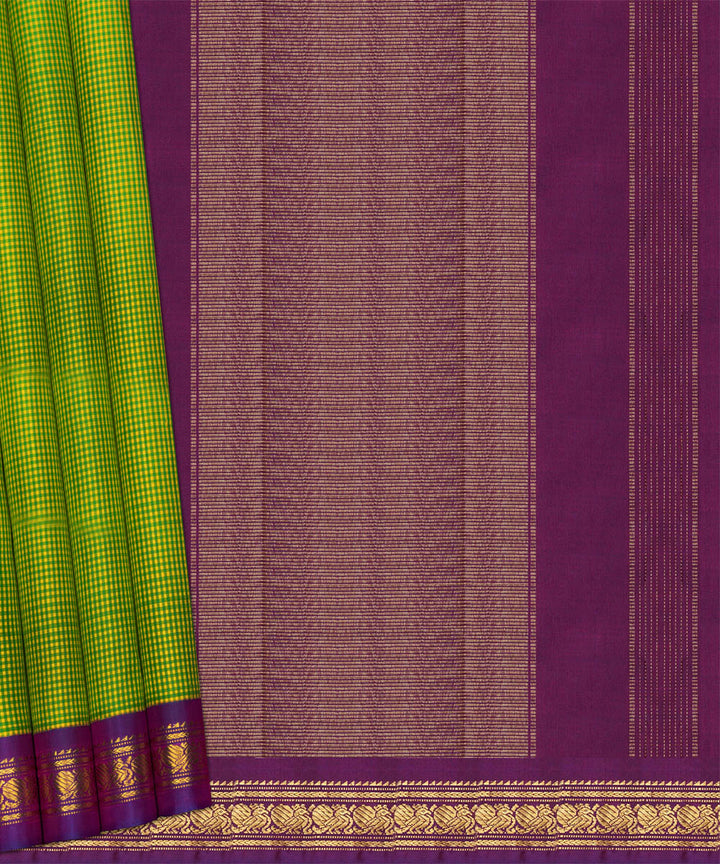Green violet handwoven kanjivaram silk saree