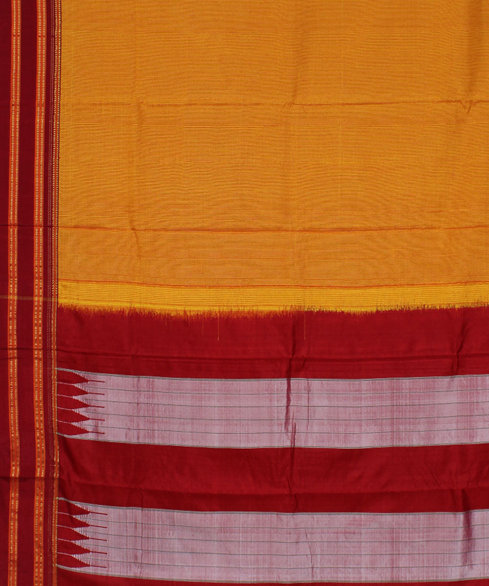 Orange checks red gayatri border cotton art silk ilkal saree