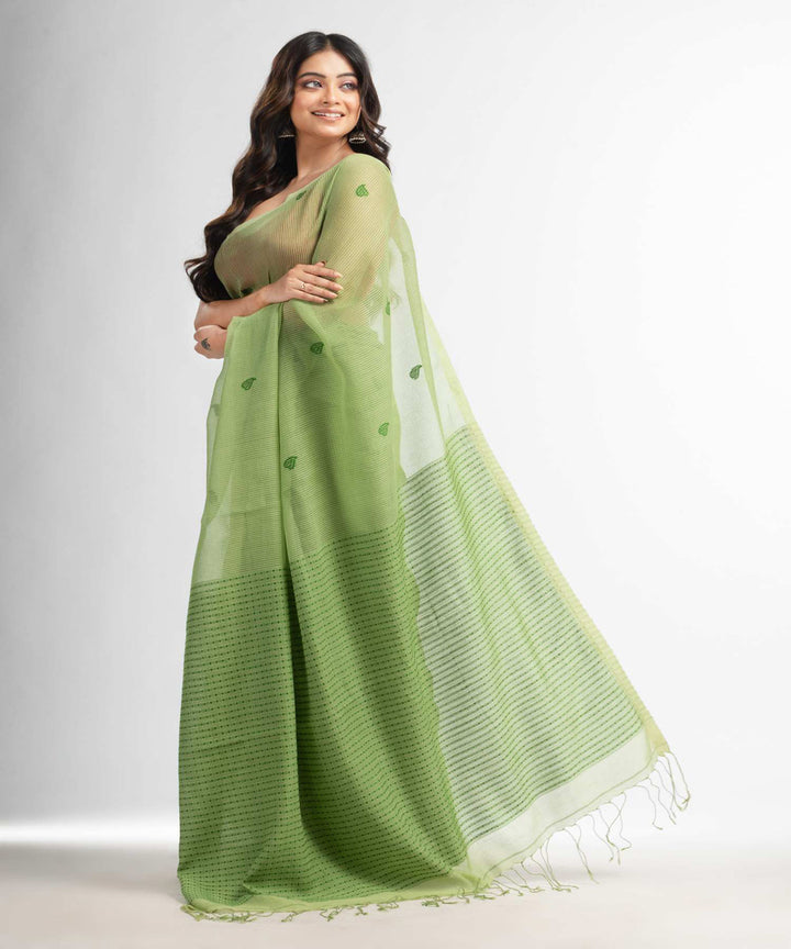 Light green handloom bengal cotton silk saree