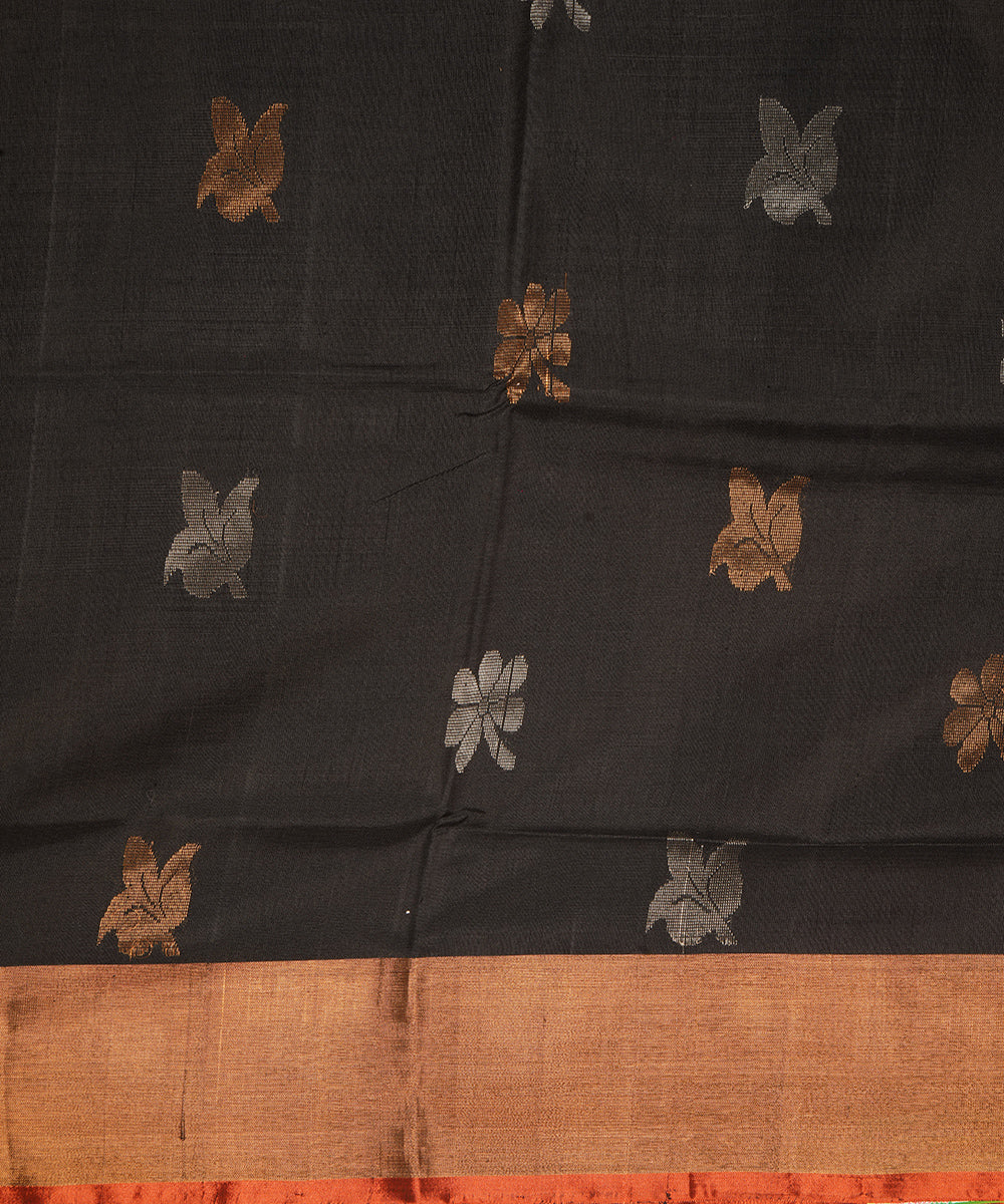 Black orange silk handloom uppada saree