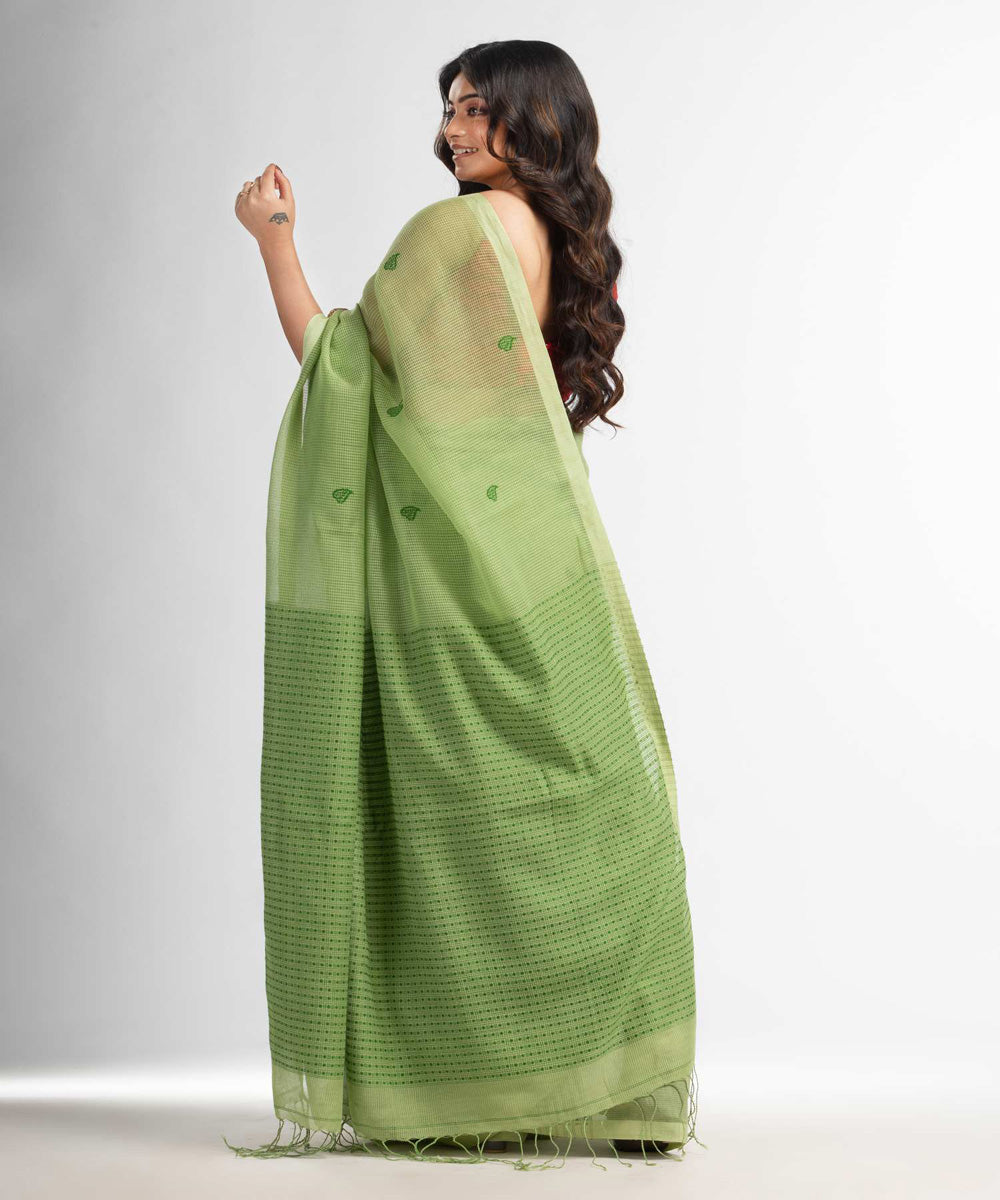 Light green handloom bengal cotton silk saree