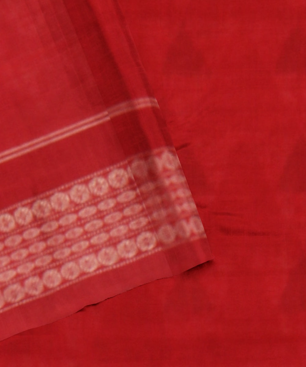 Multicolor red cotton handwoven sambalpuri saree