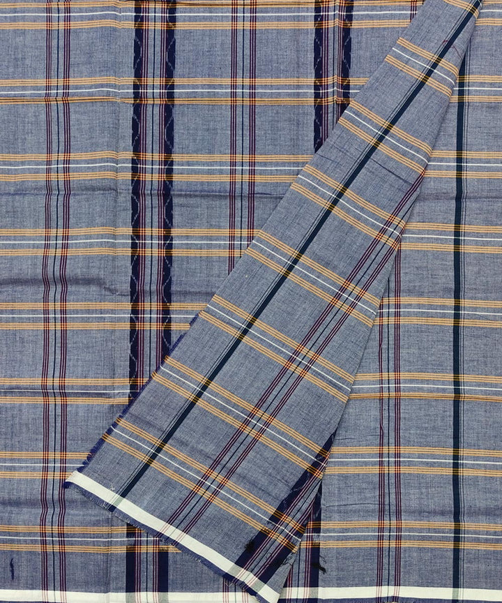 Grey multicolour lining check handwoven cotton nuapatna lungi