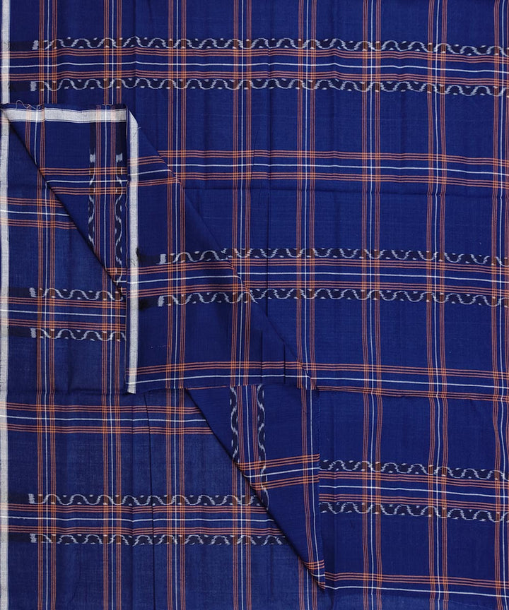 Navy blue multicolour lining check handwoven cotton nuapatna lungi