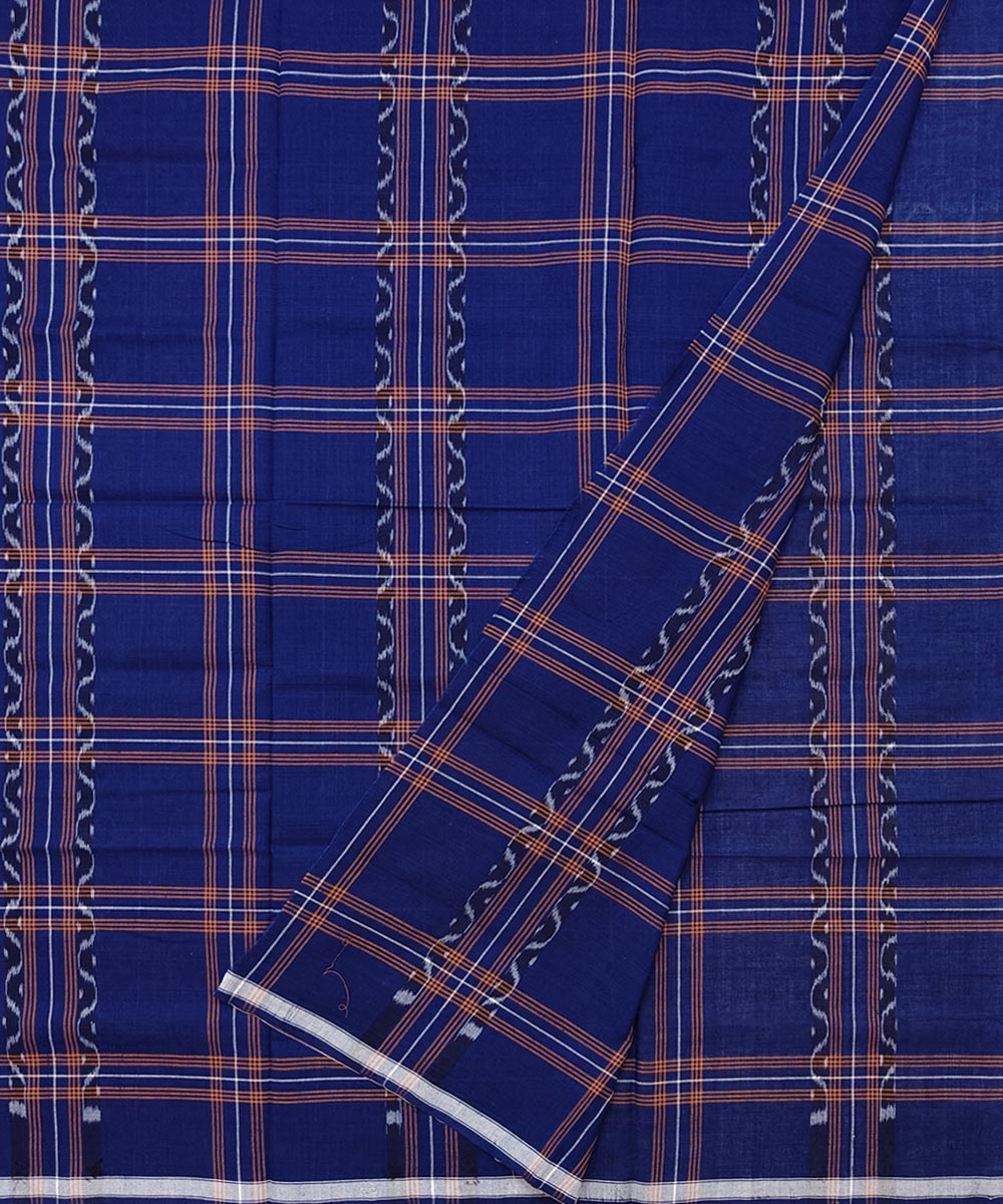 Navy blue multicolour lining check handwoven cotton nuapatna lungi