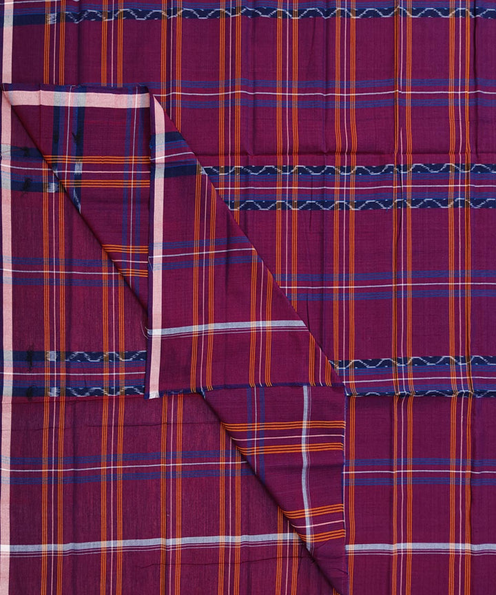 Maroon multicolour lining check handwoven cotton nuapatna lungi