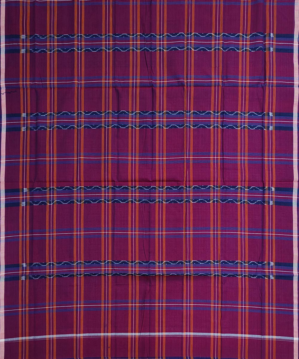 Maroon multicolour lining check handwoven cotton nuapatna lungi