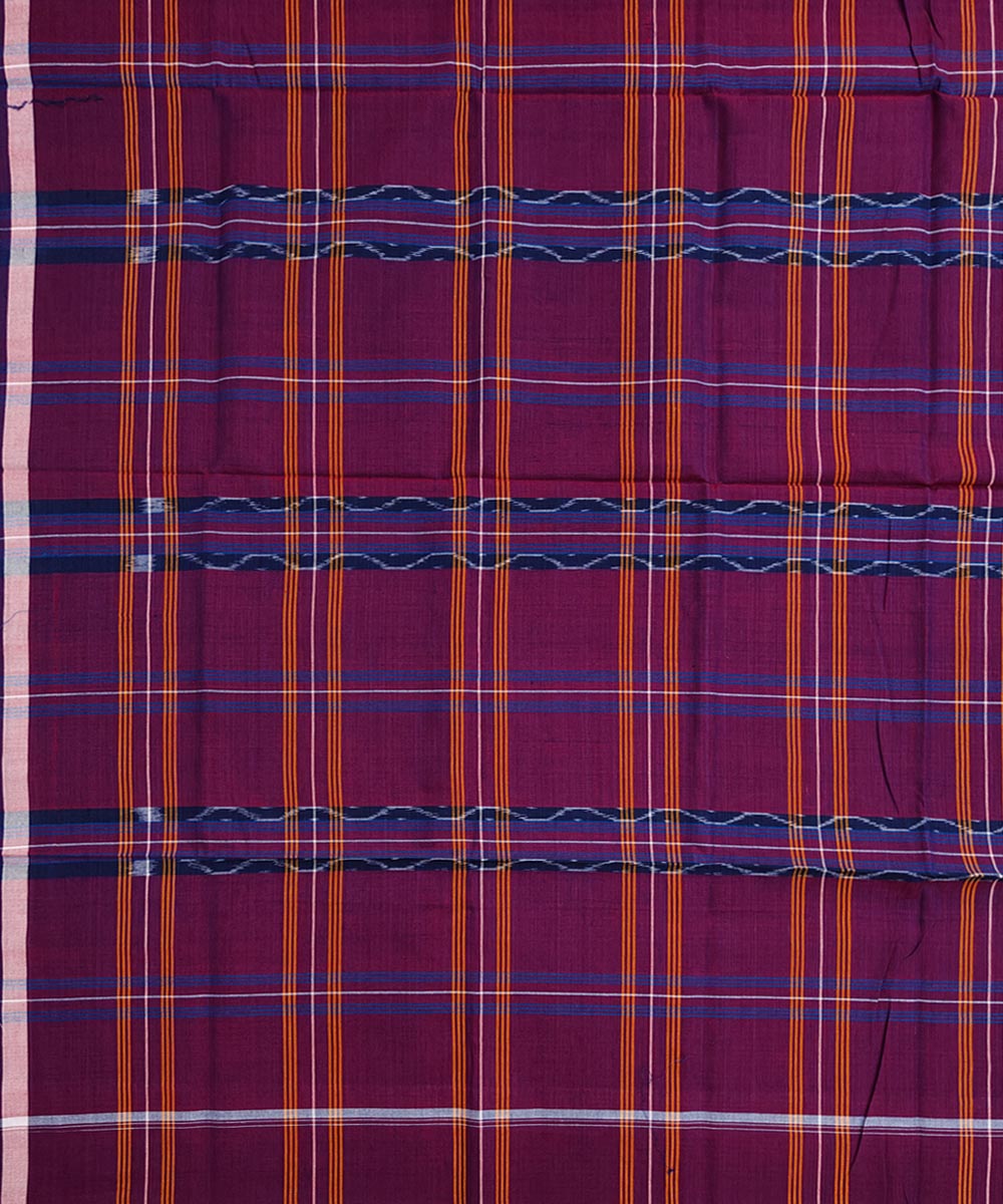 Maroon multicolour lining check handwoven cotton nuapatna lungi