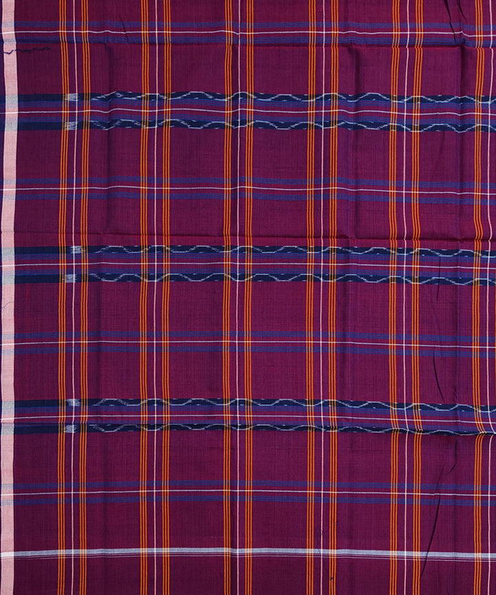 Maroon multicolour lining check handwoven cotton nuapatna lungi