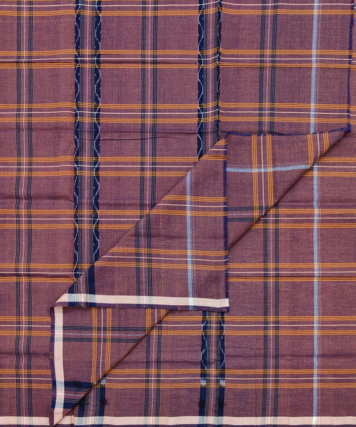 Brown multicolour lining check handwoven cotton nuapatna lungi