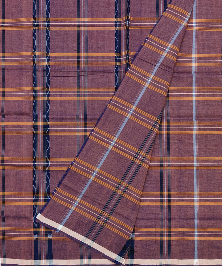 Brown multicolour lining check handwoven cotton nuapatna lungi