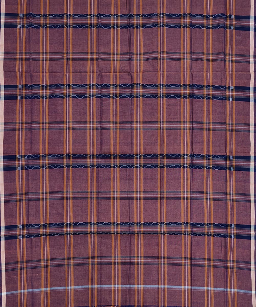 Brown multicolour lining check handwoven cotton nuapatna lungi