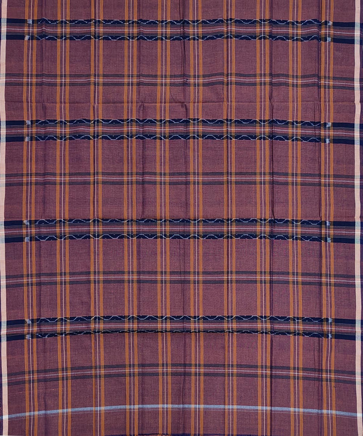 Brown multicolour lining check handwoven cotton nuapatna lungi