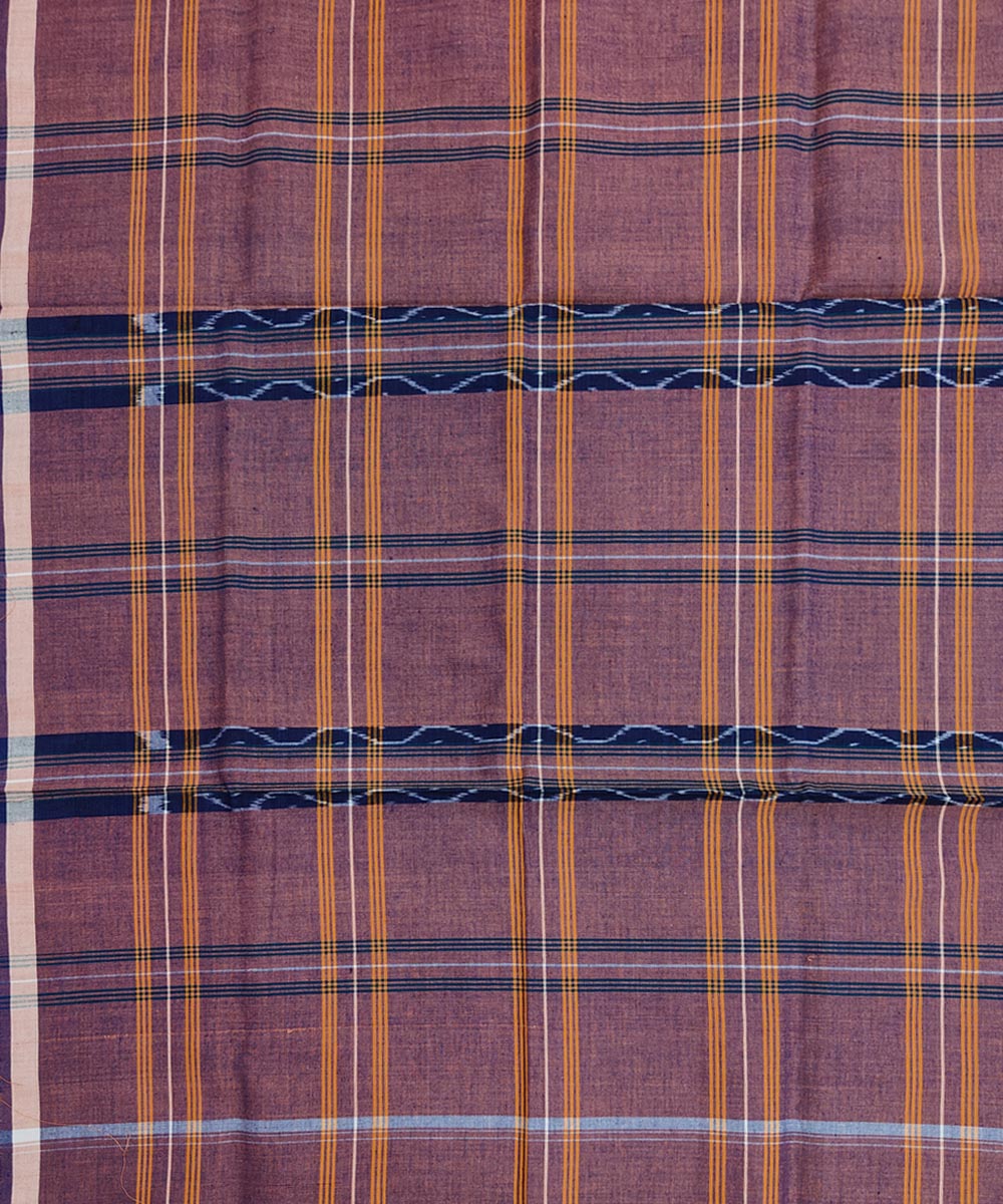 Brown multicolour lining check handwoven cotton nuapatna lungi