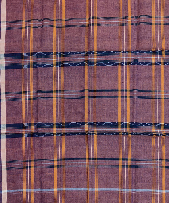 Brown multicolour lining check handwoven cotton nuapatna lungi