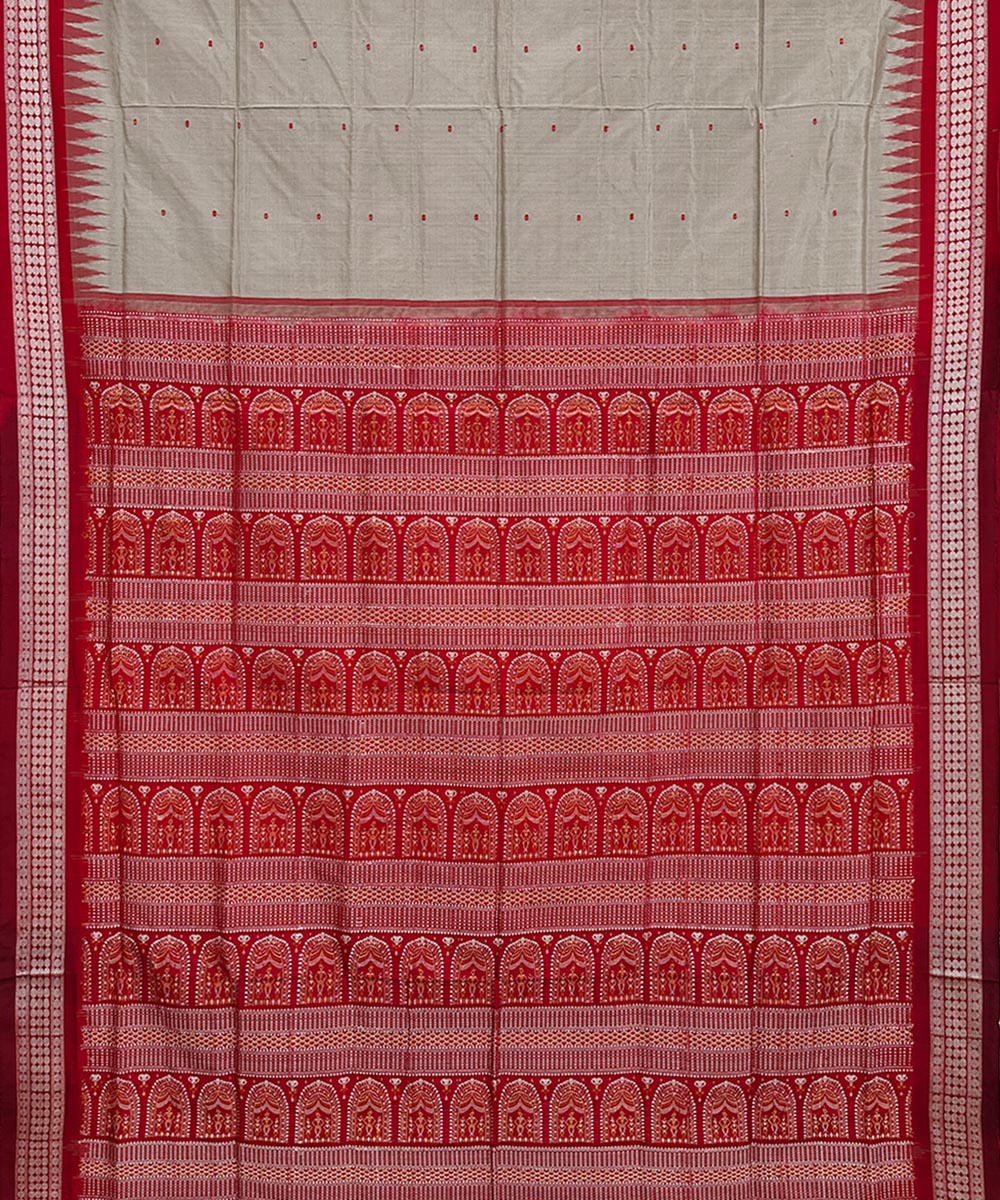 Peach maroon silk handwoven sambalpuri saree