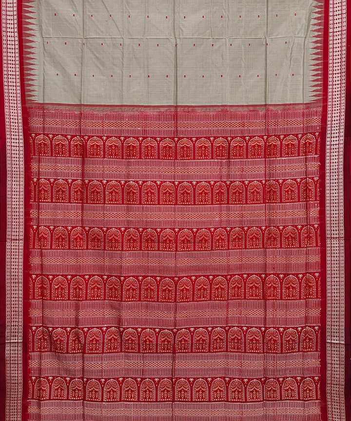 Peach maroon silk handwoven sambalpuri saree