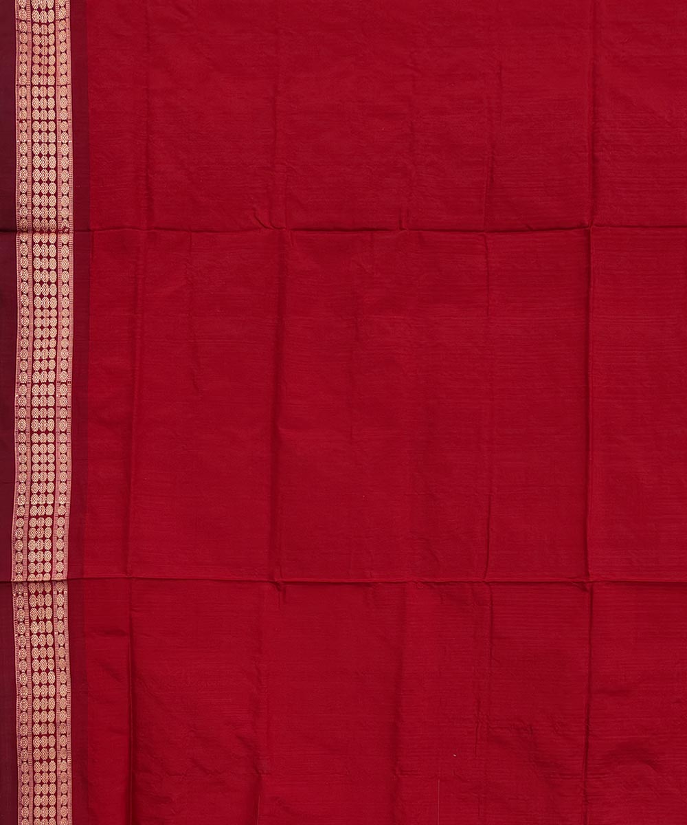 Peach maroon silk handwoven sambalpuri saree