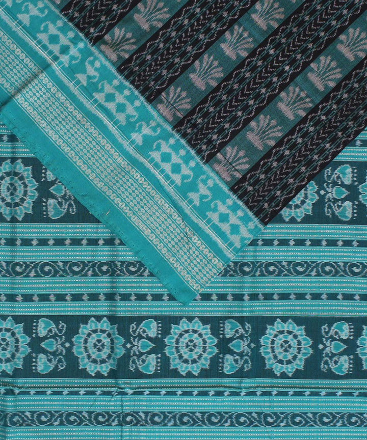 Black sea green cotton handwoven sambalpuri saree