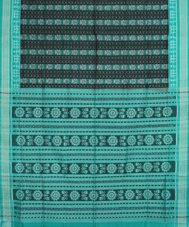 Black sea green cotton handwoven sambalpuri saree