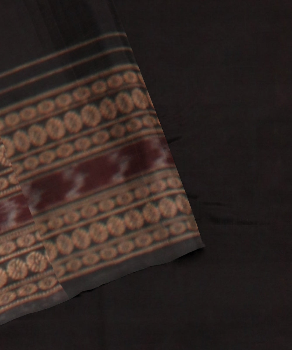 Brown black cotton handloom sambalpuri saree