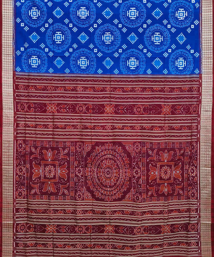 Navy blue maroon sambalpuri handwoven silk saree