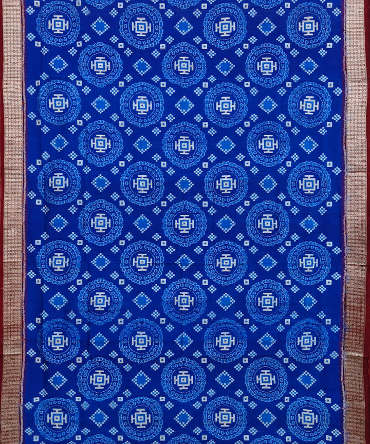 Navy blue maroon sambalpuri handwoven silk saree