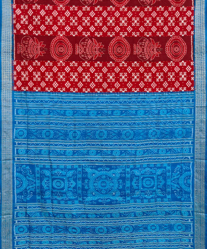 Red blue handwoven sambalpuri silk saree