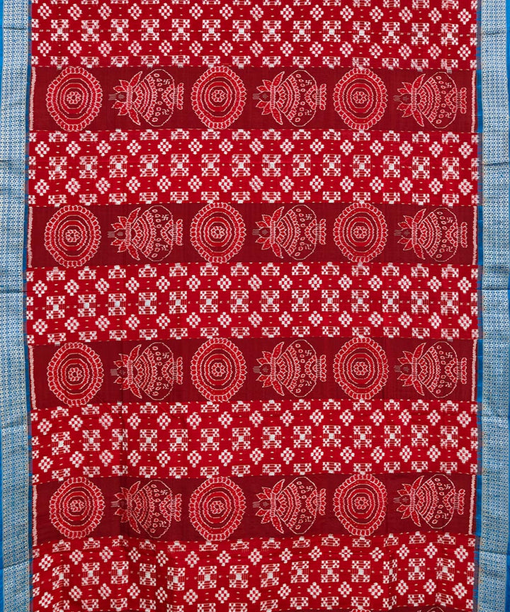 Red blue handwoven sambalpuri silk saree